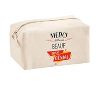 Planetee Trouse Multifonction Merci Beauf Génial | Trousse Scolaire Maquillage Idée Cadeau Collègue Noël Anniversaire | Trousse pour Fournitures Scolaires et de Bureau