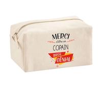 Planetee Trouse Multifonction Merci Copain Génial | Trousse Scolaire Maquillage Idée Cadeau Collègue Noël Anniversaire | Trousse pour Fournitures Scolaires et de Bureau