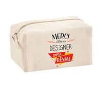 Planetee Trouse Multifonction Merci Designer Génial | Trousse Scolaire Maquillage Idée Cadeau Collègue Noël Anniversaire | Trousse pour Fournitures Scolaires et de Bureau