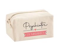 Planetee Trouse Multifonction Psychiatre en Vacances | Trousse Scolaire Fournitures Bureau Maquillage Idée Cadeau Collègue Noël Anniversaire