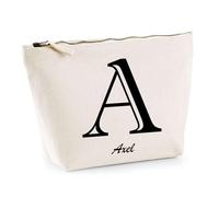 Planetee Trousse Axel Lettre Chic - Pochette Toilette Maquillage - Idée Cadeau Prénom pour Cuisinier Barbecue Jardinage Oncle Parrain Beau Papa Collègue Départ Retraite Noël