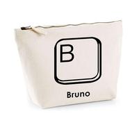 Planetee Trousse Bruno Lettre Clavier - Pochette Toilette Maquillage - Idée Cadeau Prénom Informaticien G amer Anniversaire Oncle Parrain Beau Papa Collègue Départ Retraite Noël
