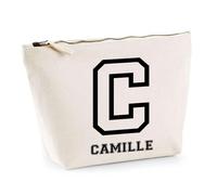 Planetee Trousse Camille Lettre Sport - Pochette Toilette Maquillage - Idée Cadeau Prénom Style Basket Université Anniversaire Oncle Parrain Beau Papa Collègue Départ Retraite Noël