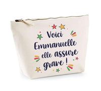 Planetee Trousse Emmanuelle Elle Assure Grave - Pochette Maquillage Make-up Toilette Cadeau Fête des Mères Anniversaire Soeur Noël Tata Marraine