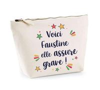 Planetee Trousse Faustine Elle Assure Grave - Pochette Maquillage Make-up Toilette Cadeau Fête des Mères Anniversaire Soeur Noël Tata Marraine