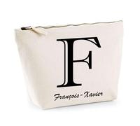 Planetee Trousse François-Xavier Lettre Chic - Pochette Toilette Maquillage - Idée Cadeau Prénom pour Cuisinier Barbecue Jardinage Oncle Parrain Beau Papa Collègue Départ Retraite Noël