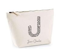 Planetee Trousse Jean-Charles Lettre Littérature - Pochette Toilette Maquillage - Idée Cadeau Prénom Livre Lecture Anniversaire Oncle Parrain Beau Papa Collègue Départ Retraite Noël