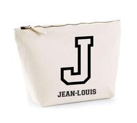 Planetee Trousse Jean-Louis Lettre Sport - Pochette Toilette Maquillage - Idée Cadeau Prénom Style Basket Université Anniversaire Oncle Parrain Beau Papa Collègue Départ Retraite Noël