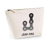 Planetee Trousse Jean-Paul Lettre Chaine Mécanique - Pochette Toilette Maquillage - Idée Cadeau Prénom Motard Biker Mob Anniversaire Oncle Parrain Beau Papa Collègue Départ Retraite Noël