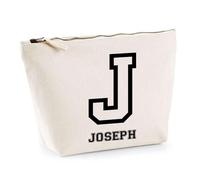 Planetee Trousse Joseph Lettre Sport - Pochette Toilette Maquillage - Idée Cadeau Prénom Style Basket Université Anniversaire Oncle Parrain Beau Papa Collègue Départ Retraite Noël