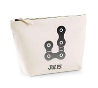 Planetee Trousse Jules Lettre Chaine Mécanique - Pochette Toilette Maquillage - Idée Cadeau Prénom Motard Biker Mob Anniversaire Oncle Parrain Beau Papa Collègue Départ Retraite Noël