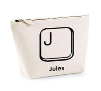 Planetee Trousse Jules Lettre Clavier - Pochette Toilette Maquillage - Idée Cadeau Prénom Informaticien Geek Gamer Anniversaire Oncle Parrain Beau Papa Collègue Départ Retraite Noël