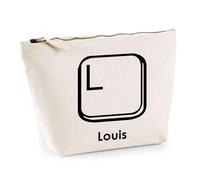 Planetee Trousse Louis Lettre Clavier - Pochette Toilette Maquillage - Idée Cadeau Prénom Informaticien G amer Anniversaire Oncle Parrain Beau Papa Collègue Départ Retraite Noël