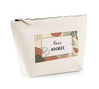 Planetee Trousse Maquillage Femme Boss Adorée Design Graphique Pochette cosmétique Coton Fermeture éclair Voyage Rangement Cadeau Femme Anniversaire Noël