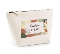 Planetee Trousse Maquillage Femme Caroline Chérie Design Graphique Pochette cosmétique Coton Fermeture éclair Voyage Rangement Cadeau Femme Anniversaire Noël