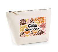 Planetee Trousse Maquillage Femme Célia Flower Power rétro Vintage Pochette Cosmétique Coton Trousse de Toilette Voyage - Cadeau Maman Mamie Fête des Mères Anniversaire Noël
