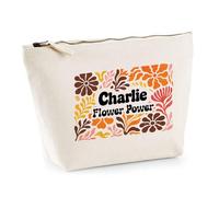 Planetee Trousse Maquillage Femme Charlie Flower Power rétro Vintage Pochette Cosmétique Coton Trousse de Toilette Voyage - Cadeau Maman Mamie Fête des Mères Anniversaire Noël