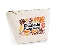 Planetee Trousse Maquillage Femme Charlotte Flower Power rétro Vintage Pochette Cosmétique Coton Trousse de Toilette Voyage - Cadeau Maman Mamie Fête des Mères Anniversaire Noël