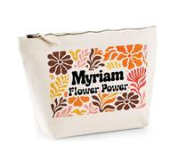 Planetee Trousse Maquillage Femme Myriam Flower Power rétro Vintage Pochette Cosmétique Coton Trousse de Toilette Voyage - Cadeau Maman Mamie Fête des Mères Anniversaire Noël