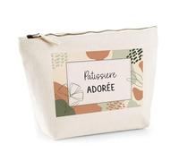 Planetee Trousse Maquillage Femme Pâtissière Adorée Design Graphique Pochette cosmétique Coton Fermeture éclair Voyage Rangement Cadeau Femme Anniversaire Noël