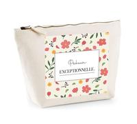 Planetee Trousse Maquillage Femme Pêcheuse Exceptionnelle Motif Floral Pochette Cosmétique Coton Trousse de Toilette Voyage - Idée Cadeau Départ Retraite Collègue Anniversaire