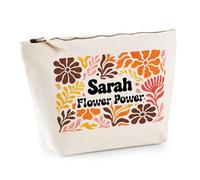 Planetee Trousse Maquillage Femme Sarah Flower Power rétro Vintage Pochette Cosmétique Coton Trousse de Toilette Voyage - Cadeau Maman Mamie Fête des Mères Anniversaire Noël