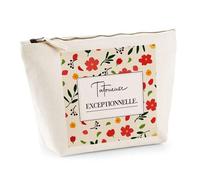 Planetee Trousse Maquillage Femme Tatoueuse exceptionnelle Motif Fleurs Pochette cosmétique Coton Fermeture éclair Voyage Rangement Cadeau Femme Anniversaire Noël