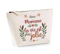 Planetee Trousse Marianne la Vie est Plus Jolie - Pochette Maquillage Make-up Toilette Cadeau Fête des Mères Anniversaire Soeur Noël Tata Marraine