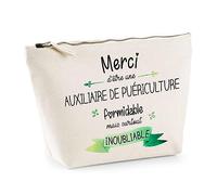 Planetee Trousse Merci Auxiliaire de puériculture inoubliable - Idée Cadeau Collègue Travail Retraite Sac Maquillage Toilette
