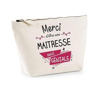 Planetee Trousse Merci Maitresse géniale | Idée Cadeau Collègue Travail Retraite Pochette Maquillage Toilette