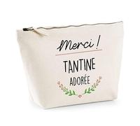 Planetee Trousse Merci Tantine adorée - Idée Cadeau Anniversaire Noël Famille Sac Maquillage Toilette