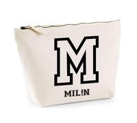 Planetee Trousse Milàn Lettre Sport - Pochette Toilette Maquillage - Idée Cadeau Prénom Style Basket Université Anniversaire Oncle Parrain Beau Papa Collègue Départ Retraite Noël