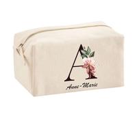 Planetee Trousse Multifonction Anne-Marie Lettre Fleur | Trousse Scolaire Maquillage Idée Cadeau Collègue Noël Anniversaire | Trousse pour Fournitures Scolaires et de Bureau