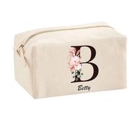 Planetee Trousse Multifonction Betty Lettre Fleur | Trousse Scolaire Maquillage Idée Cadeau Collègue Noël Anniversaire | Trousse pour Fournitures Scolaires et de Bureau