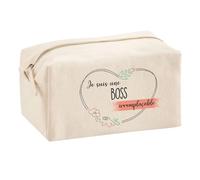 Planetee Trousse Multifonction Boss Irremplaçable | Trousse Scolaire Maquillage Idée Cadeau Collègue Noël Anniversaire | Trousse pour Fournitures Scolaires et de Bureau
