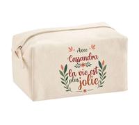 Planetee Trousse Multifonction Cassandra la Vie est Plus Jolie - Pochette Maquillage Make-up Trousse pour Fournitures Bureau Cadeau Fête des Mères Anniversaire Soeur Noël Tata Marraine