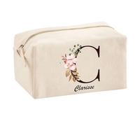 Planetee Trousse Multifonction Clarisse Lettre Fleur | Trousse Scolaire Maquillage Idée Cadeau Collègue Noël Anniversaire | Trousse pour Fournitures Scolaires et de Bureau