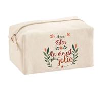 Planetee Trousse Multifonction Eden la Vie est Plus Jolie - Pochette Maquillage Make-up Trousse pour Fournitures Bureau Cadeau Fête des Mères Anniversaire Soeur Noël Tata Marraine