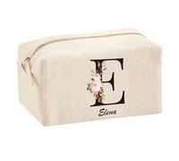 Planetee Trousse Multifonction Elena Lettre Fleur | Trousse Scolaire Maquillage Idée Cadeau Collègue Noël Anniversaire | Trousse pour Fournitures Scolaires et de Bureau