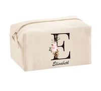 Planetee Trousse Multifonction Elisabeth Lettre Fleur | Trousse Scolaire Maquillage Idée Cadeau Collègue Noël Anniversaire | Trousse pour Fournitures Scolaires et de Bureau