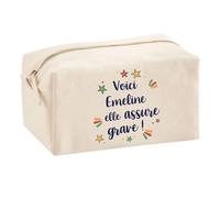Planetee Trousse Multifonction Emeline Elle Assure Grave - Pochette Maquillage Make-up Trousse pour Fournitures Bureau Cadeau Fête des Mères Anniversaire Soeur Noël Tata Marraine