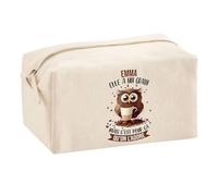 Planetee Trousse Multifonction Emma Chouette Grain | Trousse Scolaire Maquillage Idée Cadeau Collègue Noël Anniversaire | Trousse pour Fournitures Scolaires et de Bureau
