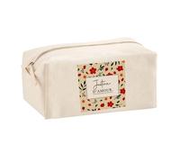 Planetee Trousse Multifonction Femme Justine d'amour Motif Floral Trousse Maquillage Coton Rangement stylos Bureau Cadeau Femme collègue Anniversaire Noël Retraite