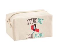 Planetee Trousse Multifonction J'peux Pas ASSMAT Assistante Maternelle | Trousse Scolaire Maquillage Idée Cadeau Collègue Noël Anniversaire | Trousse pour Fournitures Scolaires et de Bureau