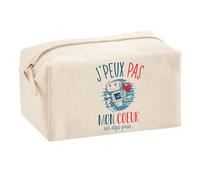 Planetee Trousse Multifonction J'peux Pas Couple Robot Mignon Coeur Déjà Pris | Trousse Scolaire Maquillage Idée Cadeau Collègue Noël Anniversaire | Trousse pour Fournitures Scolaires et de Bureau