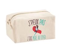 Planetee Trousse Multifonction J'peux Pas Mère Au Foyer | Trousse Scolaire Maquillage Idée Cadeau Collègue Noël Anniversaire | Trousse pour Fournitures Scolaires et de Bureau