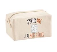 Planetee Trousse Multifonction J'peux Pas Mots Fléchés | Trousse Scolaire Maquillage Idée Cadeau Collègue Noël Anniversaire | Trousse pour Fournitures Scolaires et de Bureau