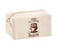 Planetee Trousse Multifonction Justine Chouette Grain | Trousse Scolaire Maquillage Idée Cadeau Collègue Noël Anniversaire | Trousse pour Fournitures Scolaires et de Bureau