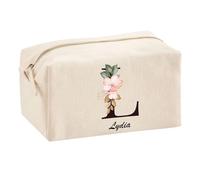 Planetee Trousse Multifonction Lydia Lettre Fleur | Trousse Scolaire Maquillage Idée Cadeau Collègue Noël Anniversaire | Trousse pour Fournitures Scolaires et de Bureau