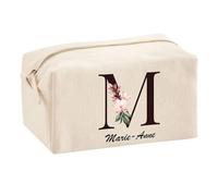 Planetee Trousse Multifonction Marie-Anne Lettre Fleur | Trousse Scolaire Maquillage Idée Cadeau Collègue Noël Anniversaire | Trousse pour Fournitures Scolaires et de Bureau